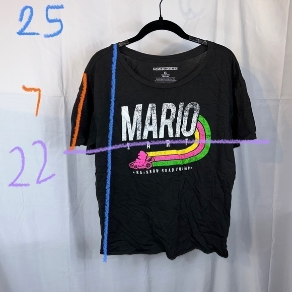 Mario Kart Shirt Rainbow Road Champ Boxy Graphic Print Short Sleeve Crewneck Top - Picture 4 of 7